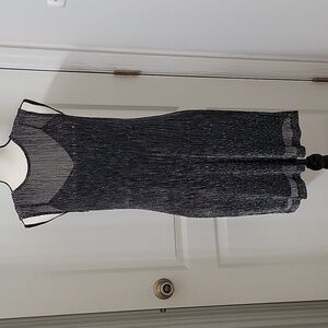 Unbranded Unsized Black Silver Metallic Overlay Black Halter Dress